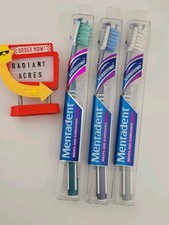 3 LOT Mentadent 91 Toothbrush Soft Full Head Surround Bristles Green Blue NOS