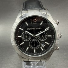 Michael Kors Layton Chronograph Watch Men 44mm Black Dial Steel MK-8215 NewBat