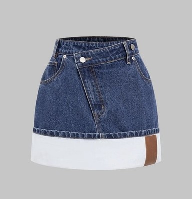 Micas Denim Asymmetrical Skirt Dark Wash Sz M NWT Jean Skirt