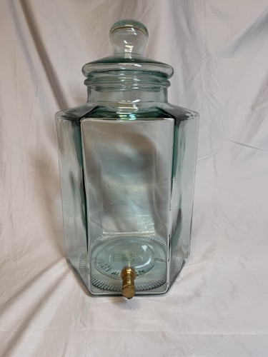 Glass Hot & Cold Water Dispenser 12L Clear Countertop with Brass Spigot & Lid