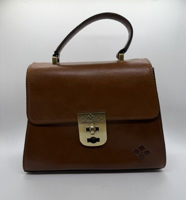 Patricia Nash Cognac Brown Leather Chauny Satchel w/Top Handle & Crossbody Strap