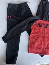 Under Armour Boys Black Red Hoodie  Sweatpants 2 Piece Set Long Sleeve Pullover