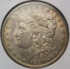 1897 S Morgan Silver Dollar, AU, Better Date, 90% Silver US Coin, Morg-9745s