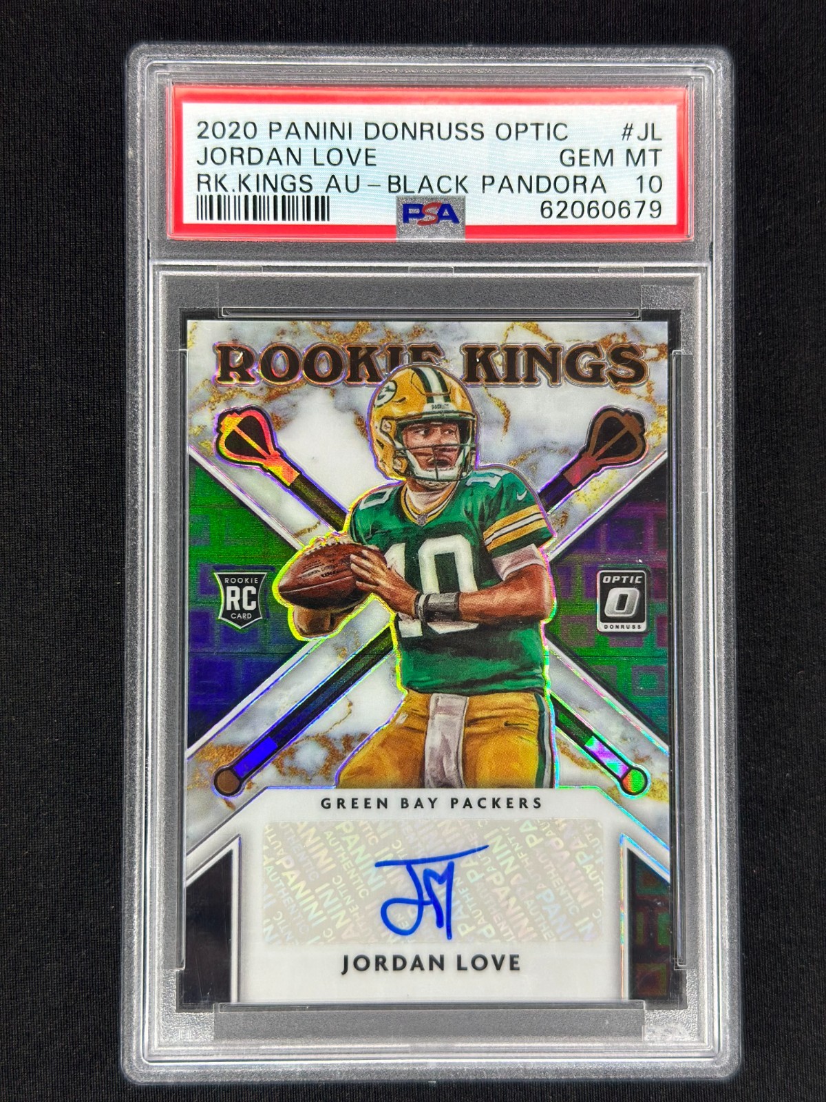 Jordan Love 2020 Panini Donruss Optic Rookie Kings Black Pandora Auto /25 PSA 10