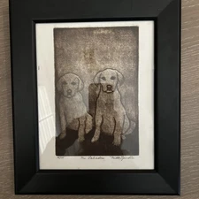 Milda B. Spindler Signed Numbered The Labradors Etching Framed RARE