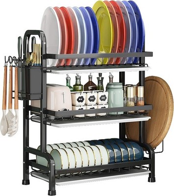 Escurridor De Platos De 3 Niveles Para Mostrador De Cocina Gran Capacidad NEW US