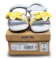 NWB STRIDE RITE SRT PS Serena white/lemo girls sandal CG40720 summer slipper