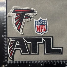 LOT OF 3 ATLANTA FALCONS IRON ON EMBROIDERED PATCH