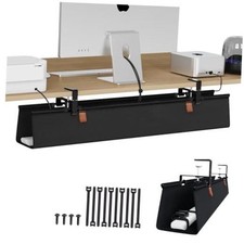 No Drill Under Desk Cable Management Tray Cord Organizer for Table 40" Black