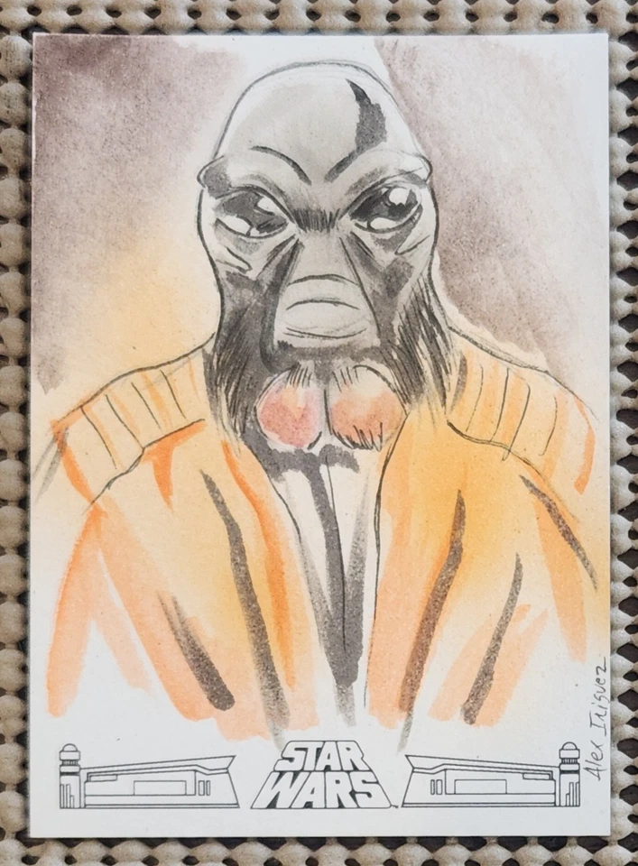 PONDA BABA SKETCH CARD ALEX INIGUEZ SIGNED AUTO RARE (1/1) STAR WARS: A NEW HOPE - Image 3 of 3