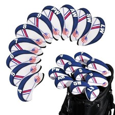 Golf Club Iron Head Covers Set, 10PCS Neoprene USA Flag Design Protective