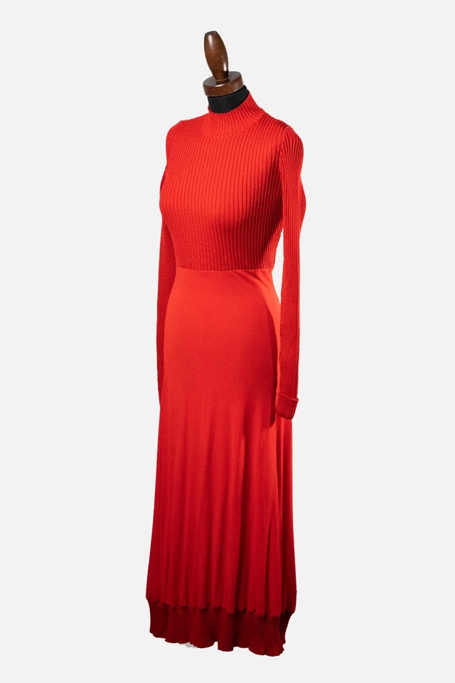 M Missoni Red Ribbed-Knit Maxi Dress TG S - Immagine 2 di 4
