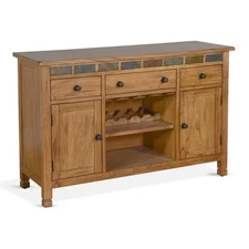 Sunny Designs Sedona Adjustable Shelf Farmhouse Wood Buffet in Rustic Oak