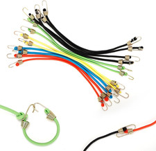 12 Pack Small Bungee Cords with Hooks, 10" Mini Adjustable Stretchy Elastic Bung
