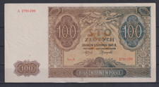 Poland 100 Zlotych 1941  A  Serial   AUNC &334
