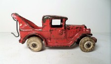 1920's Arcade Cast Iron Red Tow Truck Toy - Original 4"