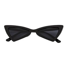 BOWTIE - Triangle Pointed 90s Fashion Small Cat Eye Sunglasses Black Smoke Lens