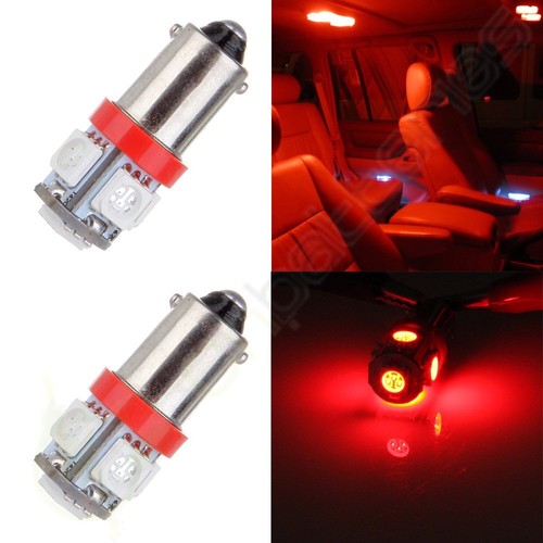 For Ford 2X  BA9S H6W 12V 5-5050-SMD LED Wedge Side Light Lamp Red Map/Dome Bulb - Bild 1 von 6