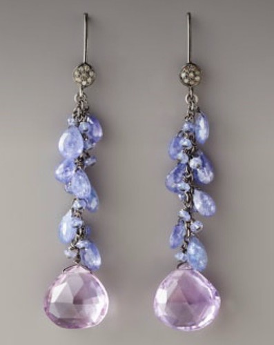 Tanzanite & pink amethyst gemstone 925 sterling silver earrings jewelry d44 - Imagen 9 de 12
