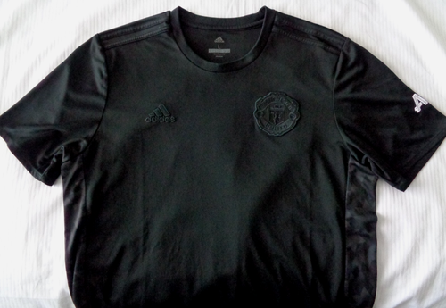 Manchester United Shirt Large Mens Adidas Black Out Jersey Man Utd Soccer VGC - Picture 15 of 17