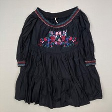 Free People Sunbeams Dress Womens Small A-Line Black Floral Off Shoulder Mini
