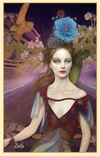 Figure Painting of Girl Floral Flowers Fine Art Print 11x17 ++ signed by Ziola