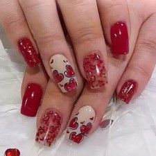 24Pcs Valentines Day Press on Nails Short Square Valentines Day Nails Short-21
