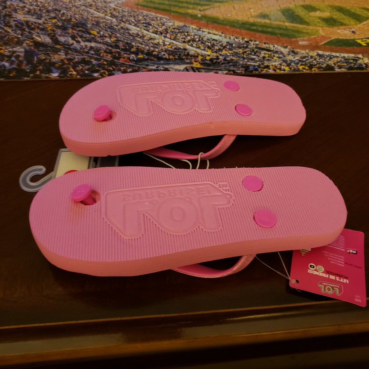 NEW Pink LOL Flip Flops SZ 11-12 w Glitter Straps and