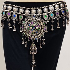 Kuchi Tribal Hanging Belly Dance Hip Scarf Skirt Wrap Costume Dangle Jewelry ATS