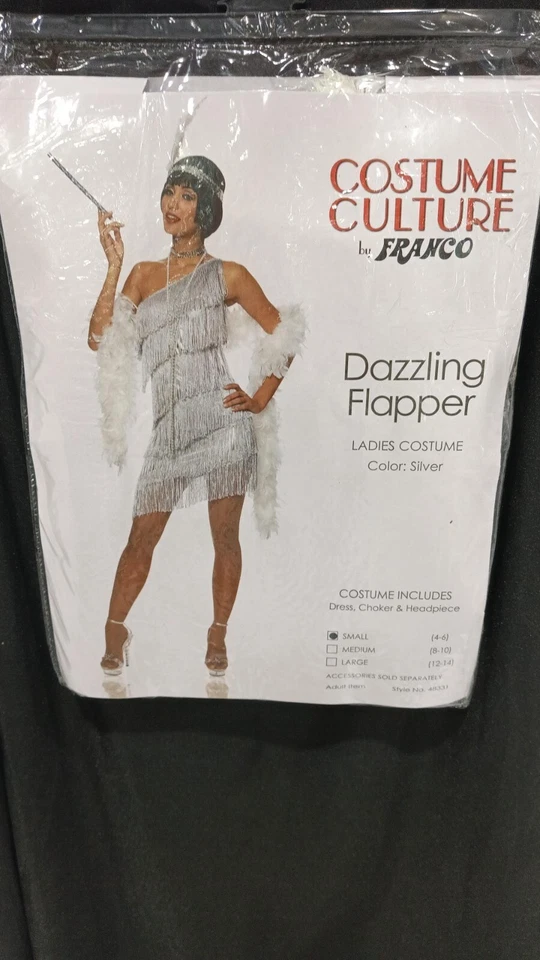 Dazzling Silver Flapper Dress Costume Size XS (NEW) - Изображение 3 из 3