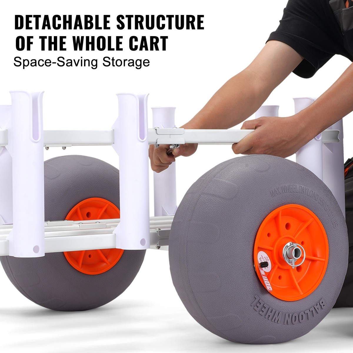 VEVOR Chariot Pêche Plage avec Support Canne à Pêche Roues Gonflables 226,79 kg