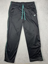 Vintage Nike Track Pants Men's Medium Black Swoosh Ankle Zip Drawstring Teal