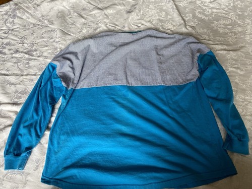 Ladies l/s Knit Lauren James Blue top Size L w/ front pocket and Stripe Accents - Picture 5 of 5