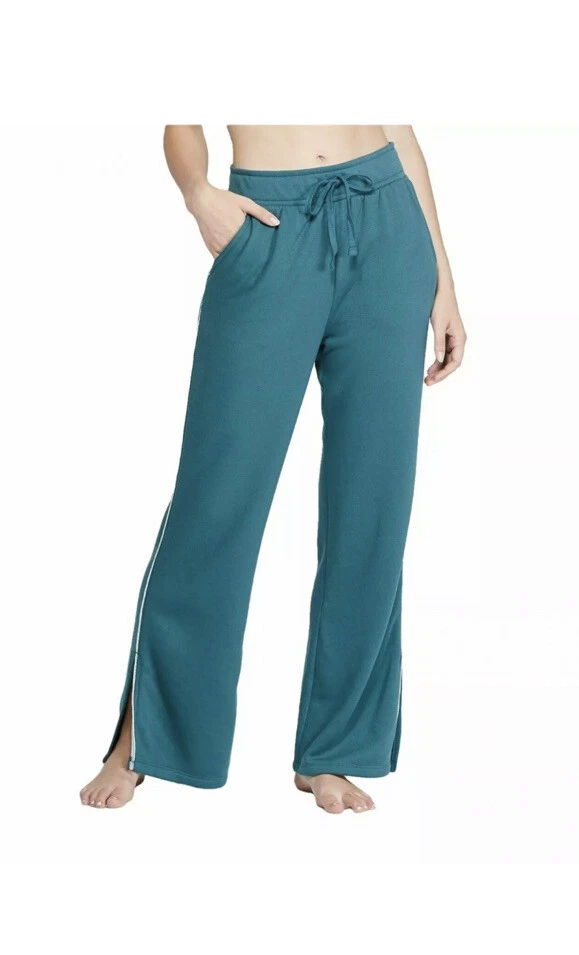 Colsie Womens Green Pants Wide Leg Side Slit Lounge Bottoms Sweatpants  Sz-Small