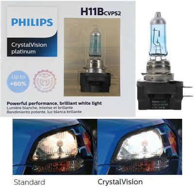 Philips Crystal Vision Platinum H11B 55W Two Bulbs Headlight Replacement Lamp OE