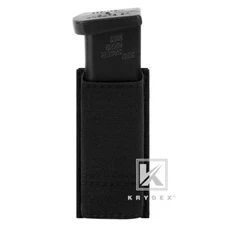 KRYDEX Tactical Single Pistol Magazine Pouch Holder Belt/MOLLE Compatible Black