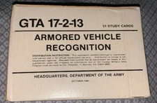 US Army Graphic Training Aid GTA 17-2-13 Armored Vehicle Recognition Study Cards
