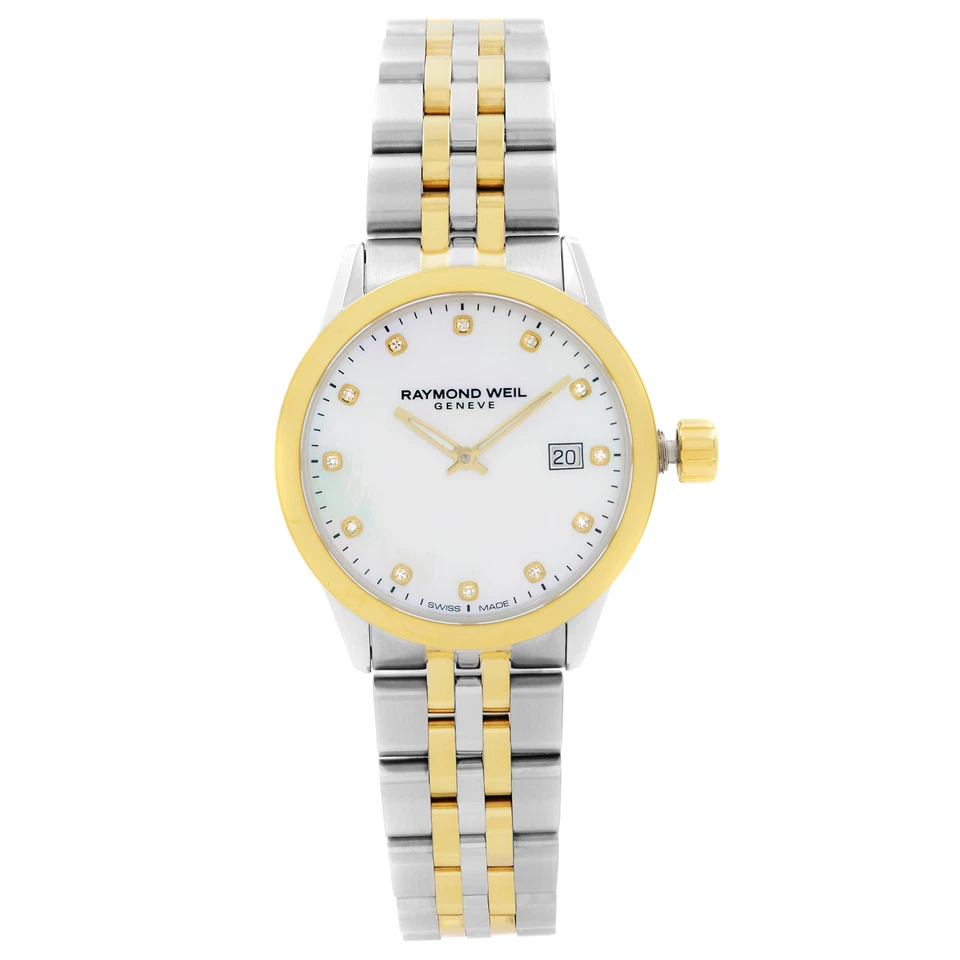 Reloj de cuarzo Raymond Weil Freelancer de dos tonos de acero MOP para dama 5629-STP-97081