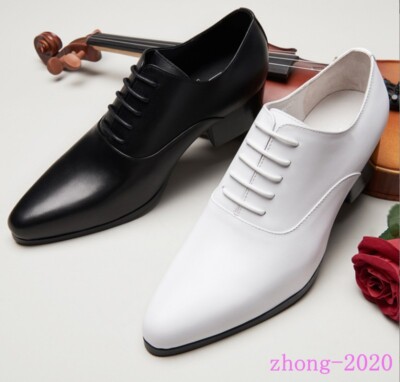 Men's 100% Real Leather Business Wedding Mid Cuban Heel Formal Dress Shoes Party