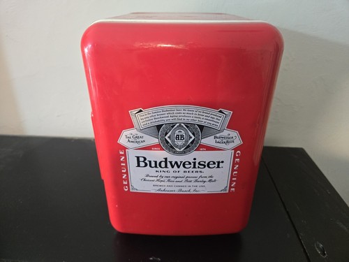 Budweiser Beer Red White Blue Mini Fridge Compact Personal Refrigerator Retro - Picture 1 of 7