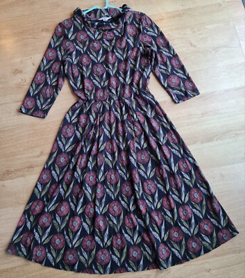 LADIES SEASALT CORNWALL CARN MORVAL BLACK FLORAL DRESS 10