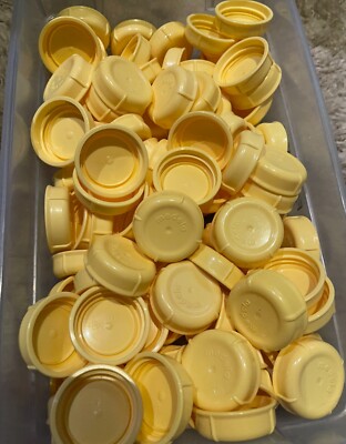 100 Medela  bottle Lids - Yellow/ bottle cap/ bottle lid/ bottle cap 