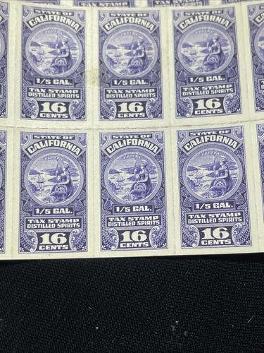 Vintage US TAX STAMP State of California 10c 16c 20c 110 sheet ( 1320 Stamps ) - Picture 14 of 15