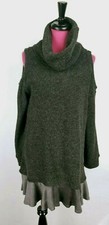 Wonderland By Orange Cowl Neck Open Shoulder Gray Knit Dress Size L