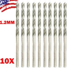 10Pack 1.2MM Diamond Coated Tipped Twist Drill Bit For Glass Jewelry Stone Tile