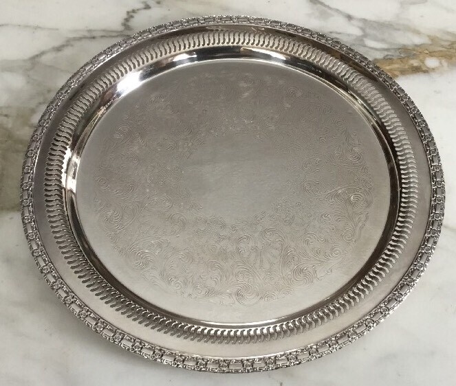 Round Silver Plate Tray By International Silver Co Camelot Pattern