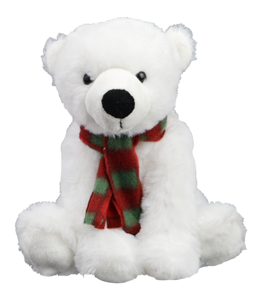 Nanook 8-Inch Polar Bear Plush Toy - Soft Holiday Decor Christmas Gift