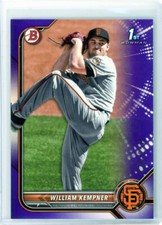 * WILLIAM KEMPNER * 2022 1ST BOWMAN PURPLE PARALLEL RC SERIAL # 250
