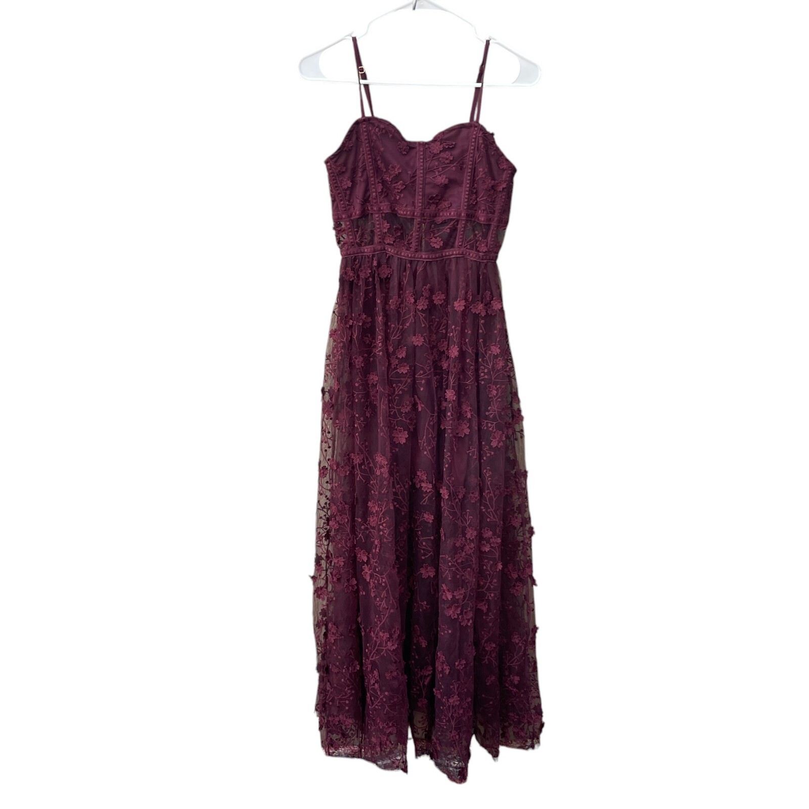Altar’d State Maxi Dress Size XS Floral Lace Purple Corset Fairy Whimsygoth