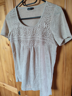 Damen T-Shirt beige dünnes Blusenshirt 34